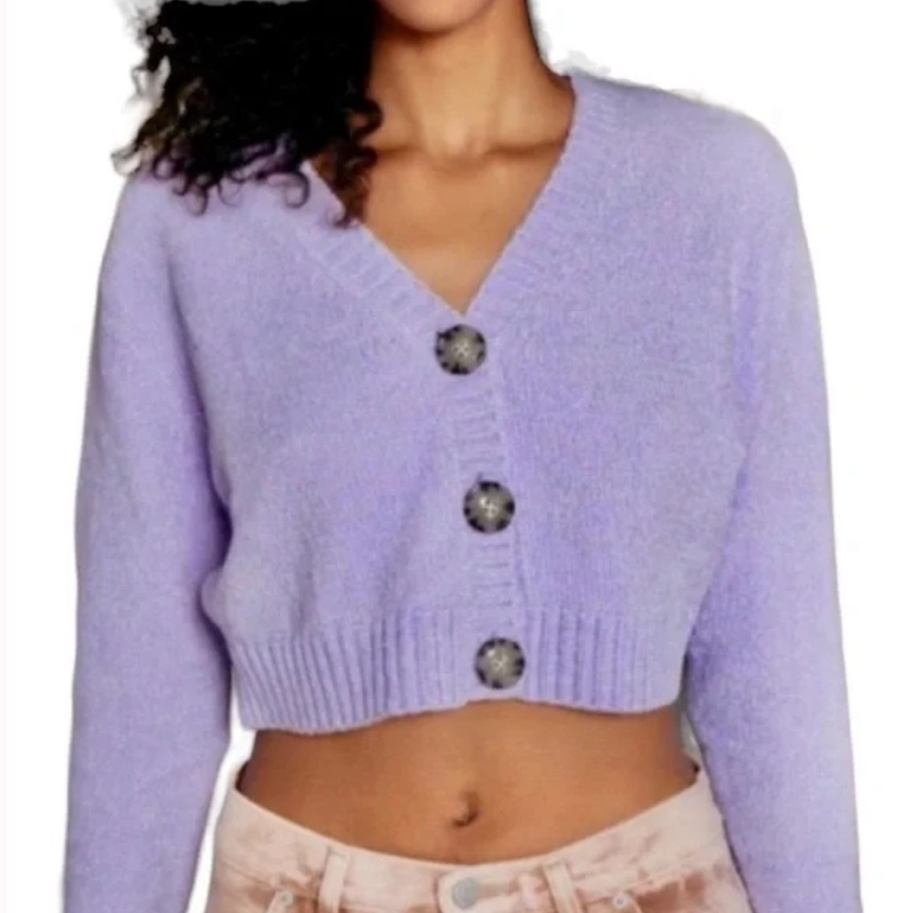 Urban Outfitters Maura Chenille Cropped Boxy Cardigan